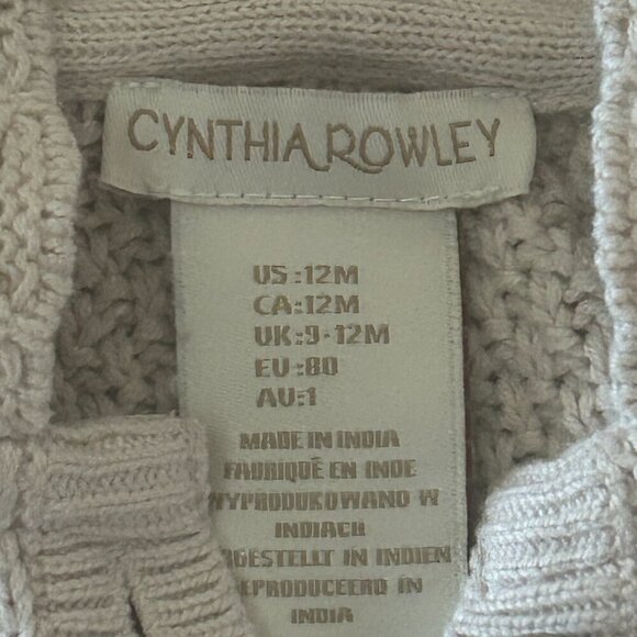 Cynthia Rowley Embroidered Cable Knit Hooded Cardigan Size 12 Months Floral - Picture 7 of 8